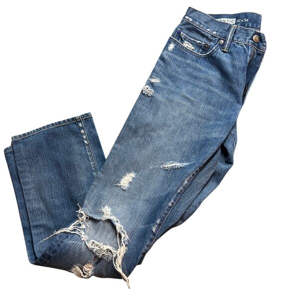 Gap Authentic 1969 Distressed  Boho Mid Wash Jeans 32x34 - Picture 4 of 4